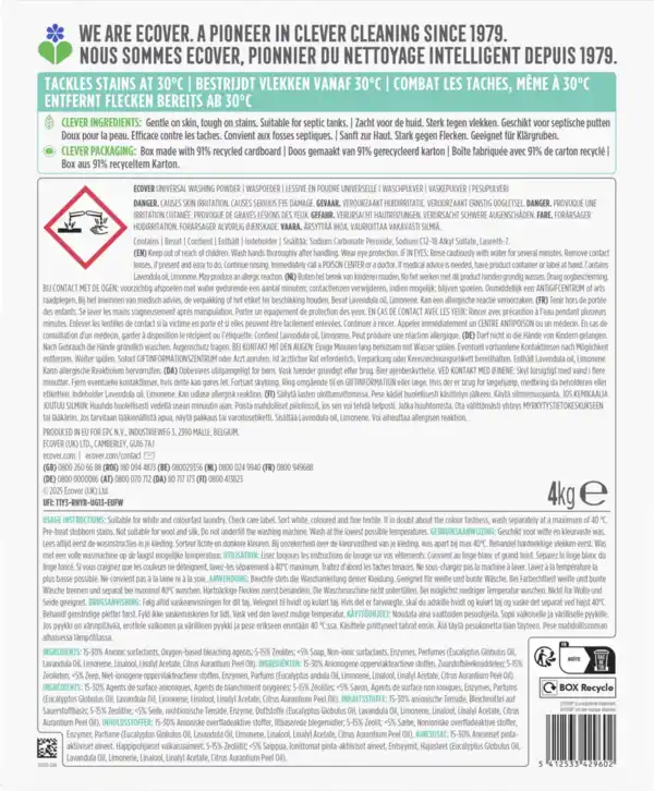 Bild 2 von Ecover Universalwaschmittel Pulver Lavendel & Eukalyptus 80WL, 80 WL
