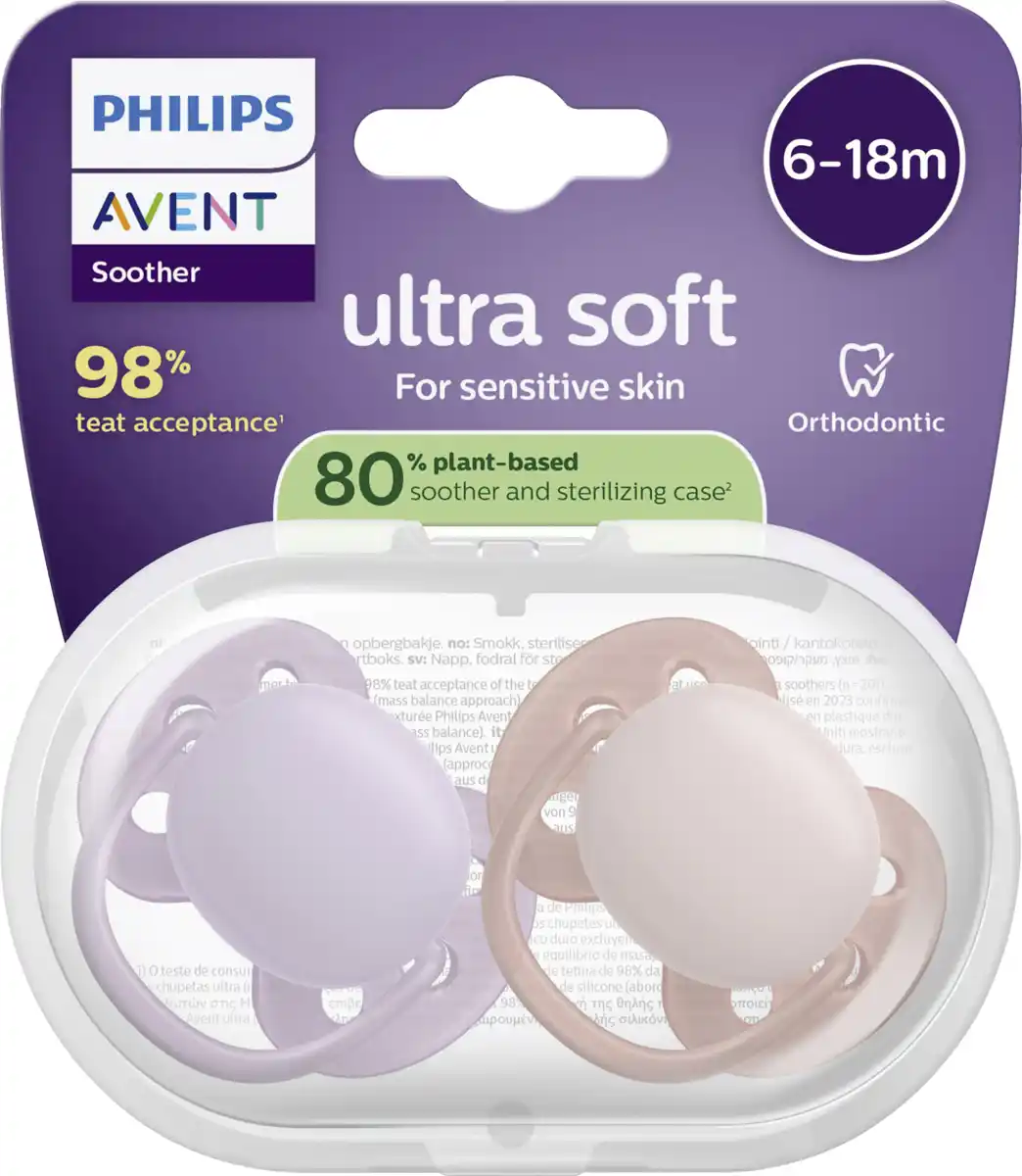 Bild 1 von PHILIPS AVENT ultra soft Schnuller lila & rosa 6-18 Monate