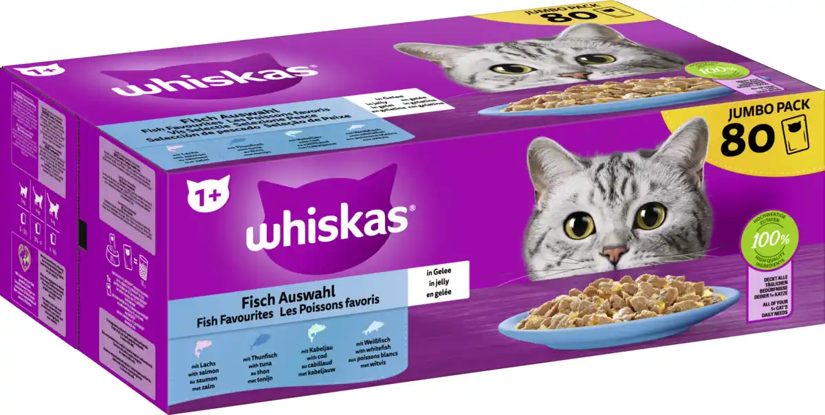 Bild 2 von Whiskas Fisch Auswahl in Gelee Jumbo Pack, 6.800 g