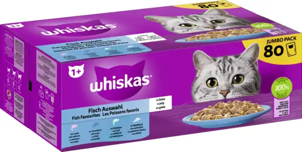 Bild 2 von Whiskas Fisch Auswahl in Gelee Jumbo Pack, 6.800 g