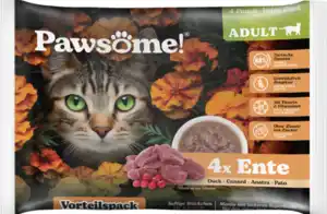 Pawsome Nassfutter Adult Ente Vorteilspack, 340 g