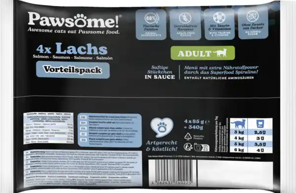 Bild 2 von Pawsome Nassfutter Adult Lachs Vorteilspack, 340 g