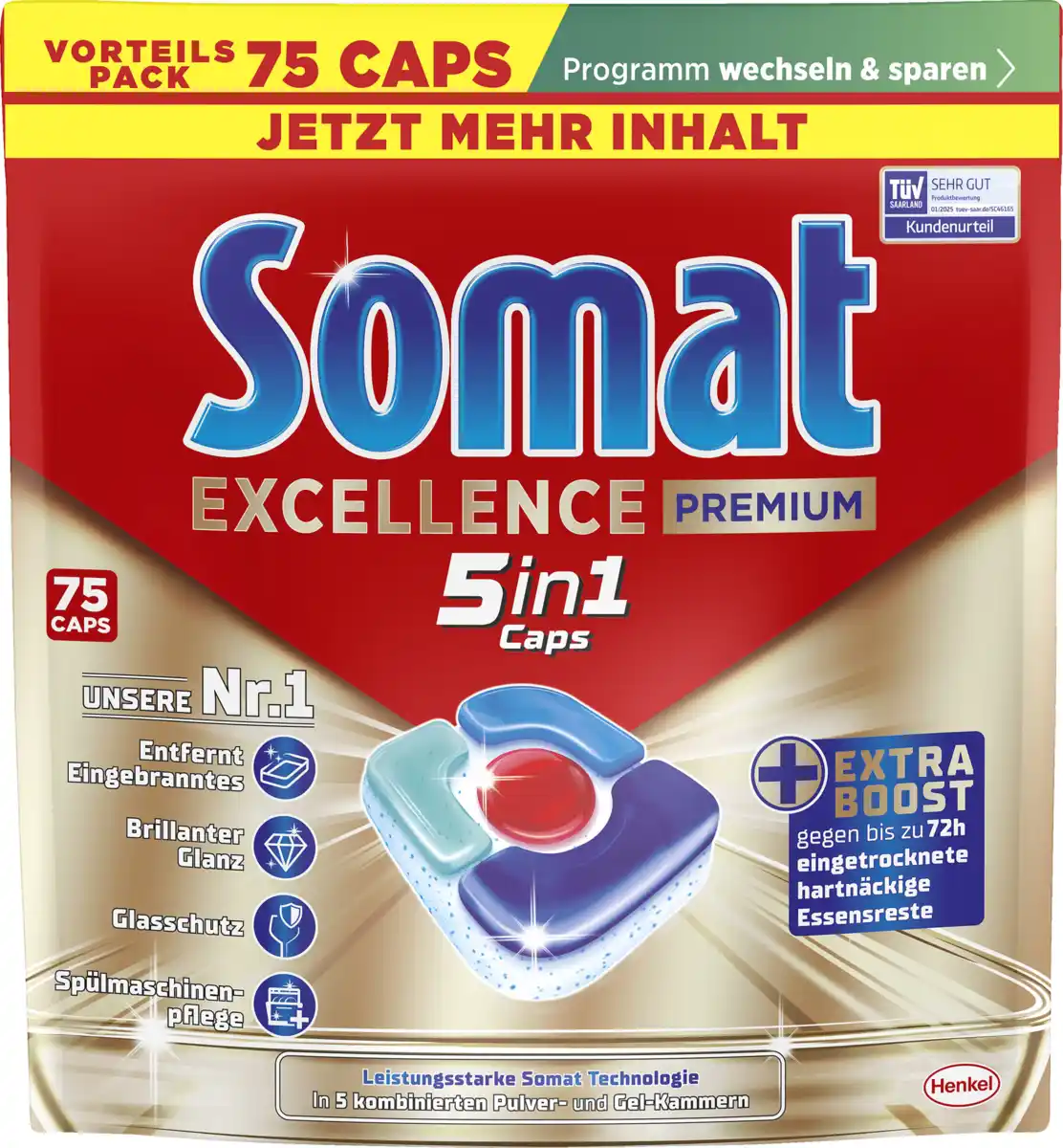 Bild 1 von Somat Excellence Premium 5in1 Caps Vorteilspack