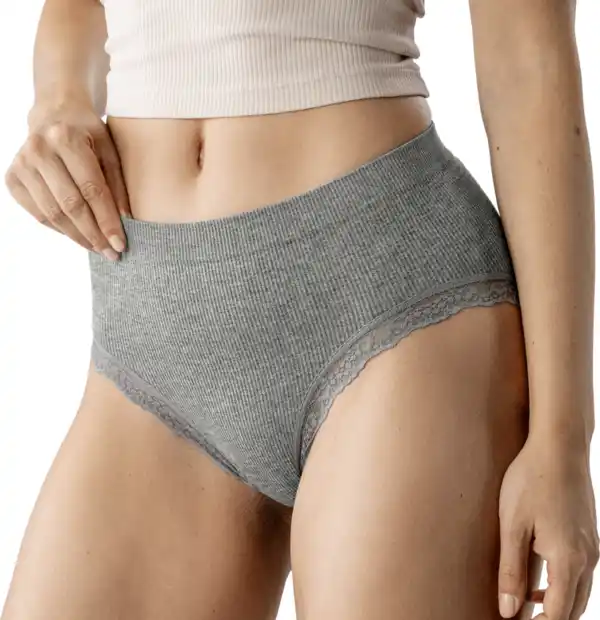 Bild 2 von IDEENWELT 3er Set Slips mit Spitze grau-meliert Gr. XL