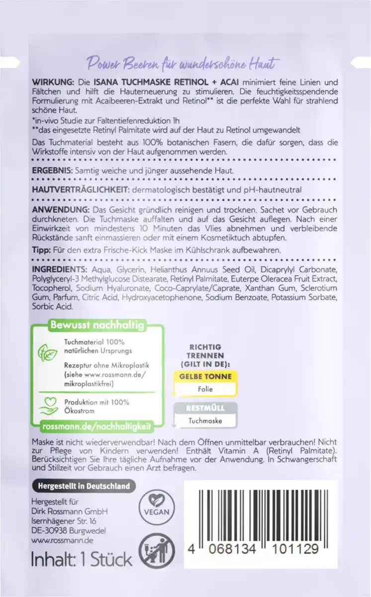 Bild 2 von ISANA Tuchmaske Retinol + ACAI