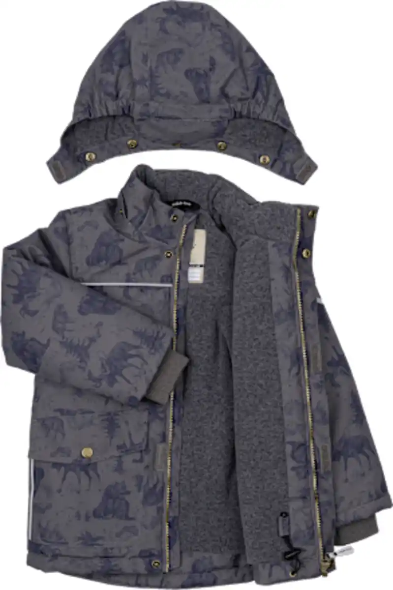 Bild 4 von Mikk-Line Schneejacke mit Fleece-Futter & Wald-Muster, grau, Gr. 98/104, 1 St