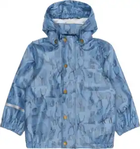 Mikk-Line Regenjacke mit Kapuze & Waldtier-Muster, blau, Gr. 98/104, 1 St