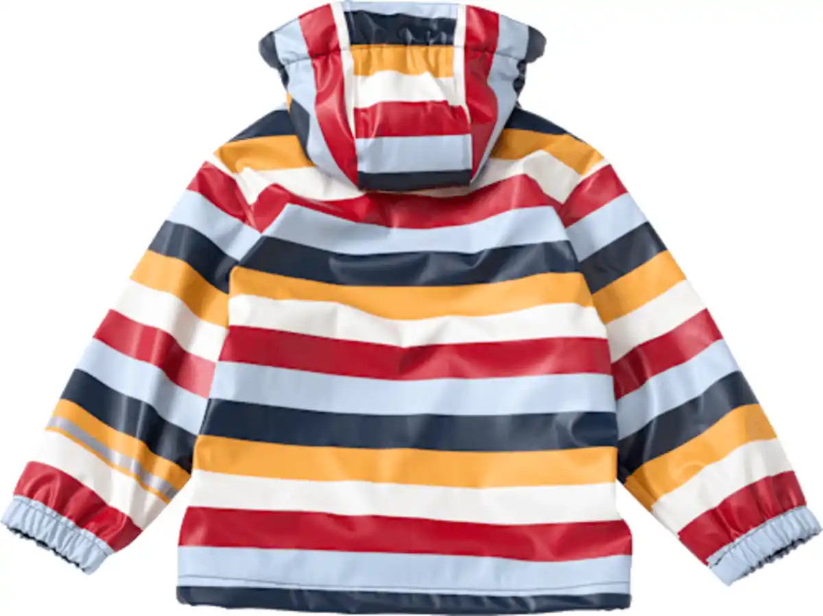 Bild 2 von PUSBLU Regenjacke mit Futter & Streifen-Muster, rot & blau & gelb, Gr. 98/104, 1 St