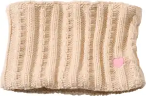PUSBLU Loop Schal mit Zopfmuster & Herz-Stickerei, beige, 1 St
