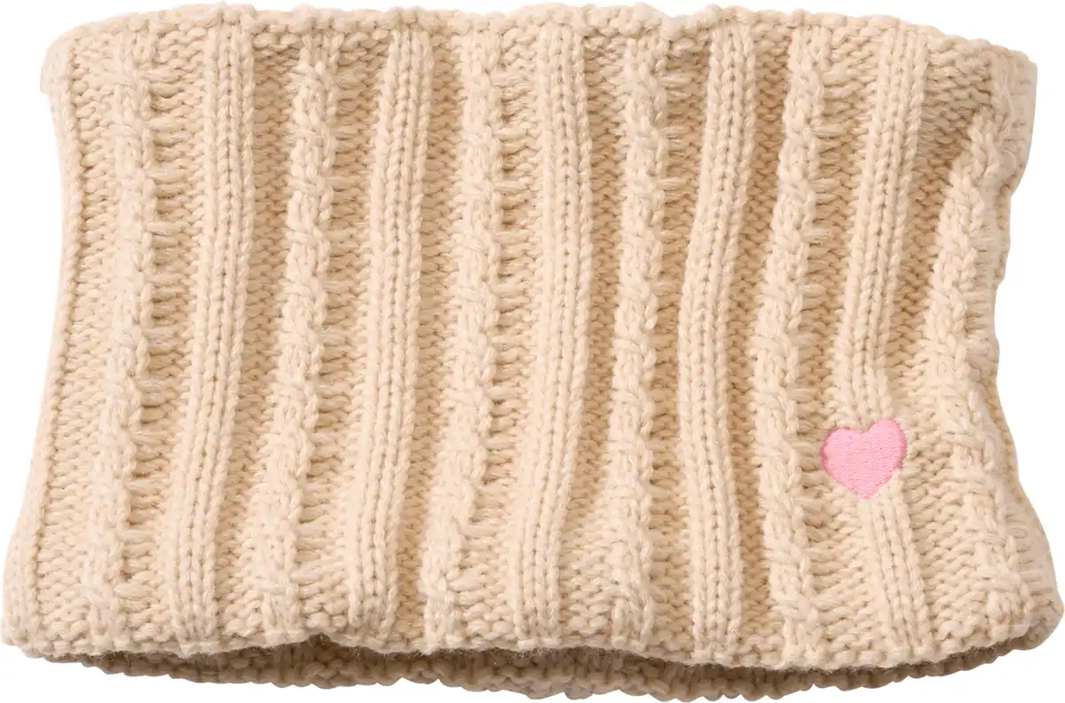 Bild 1 von PUSBLU Loop Schal mit Zopfmuster & Herz-Stickerei, beige, 1 St