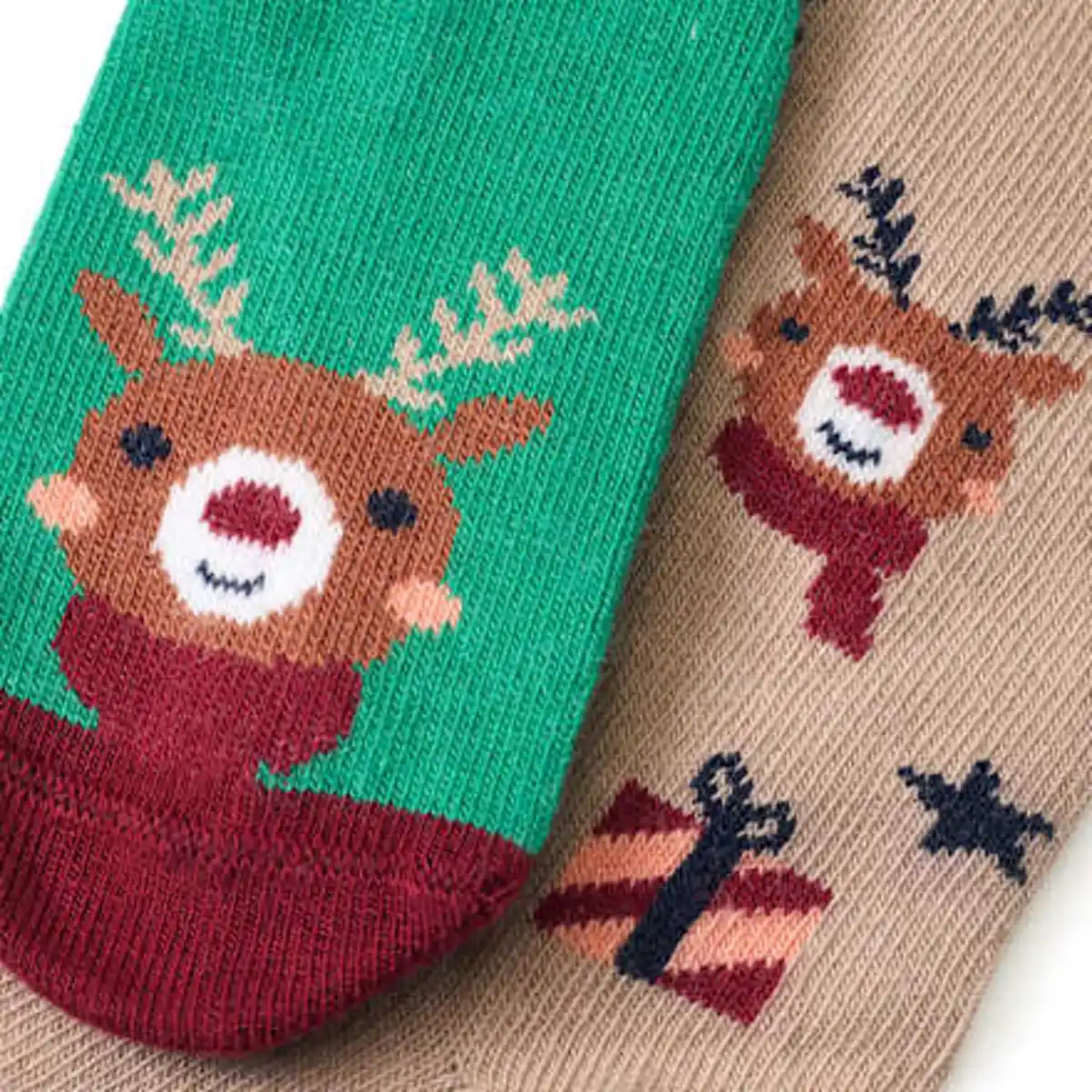 Bild 2 von ALANA Socken mit Rentier-Muster, grün + beige, Gr. 23/26, 2 St