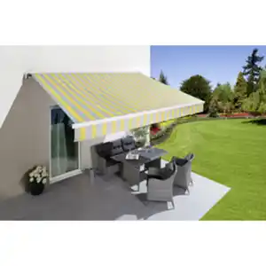 CASAYA Hülsenmarkise, BxT: 400 x 300 cm, weiss/gelb/grau/anthrazit gestreift