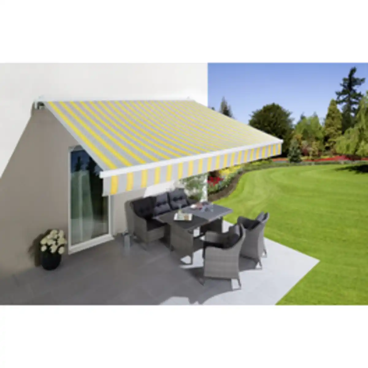 Bild 1 von CASAYA Hülsenmarkise, BxT: 400 x 300 cm, weiss/gelb/grau/anthrazit gestreift