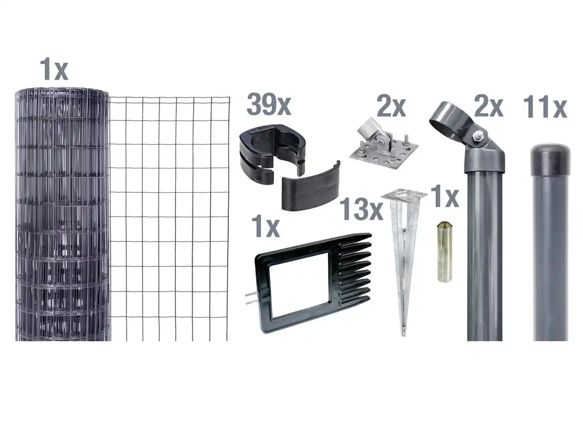 Bild 1 von ALBERTS Zaun-Set Fix-Clip Pro®, mit Bodenhülse (Anthrazit, 1000 mm)