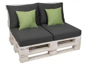 GO-DE TEXTIL Loungemöbel Paletten-Kissen Lounge Kissen 2-teilig wasserabweisend (anthrazit/grün)