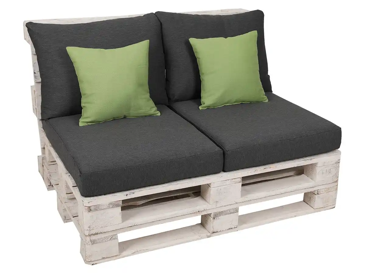 Bild 1 von GO-DE TEXTIL Loungemöbel Paletten-Kissen Lounge Kissen 2-teilig wasserabweisend (anthrazit/grün)