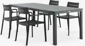 MARIELYST L205 Tisch grau + 4 INGSTRUP Stuhl schwarz