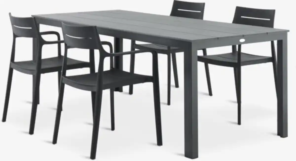 Bild 1 von MARIELYST L205 Tisch grau + 4 INGSTRUP Stuhl schwarz