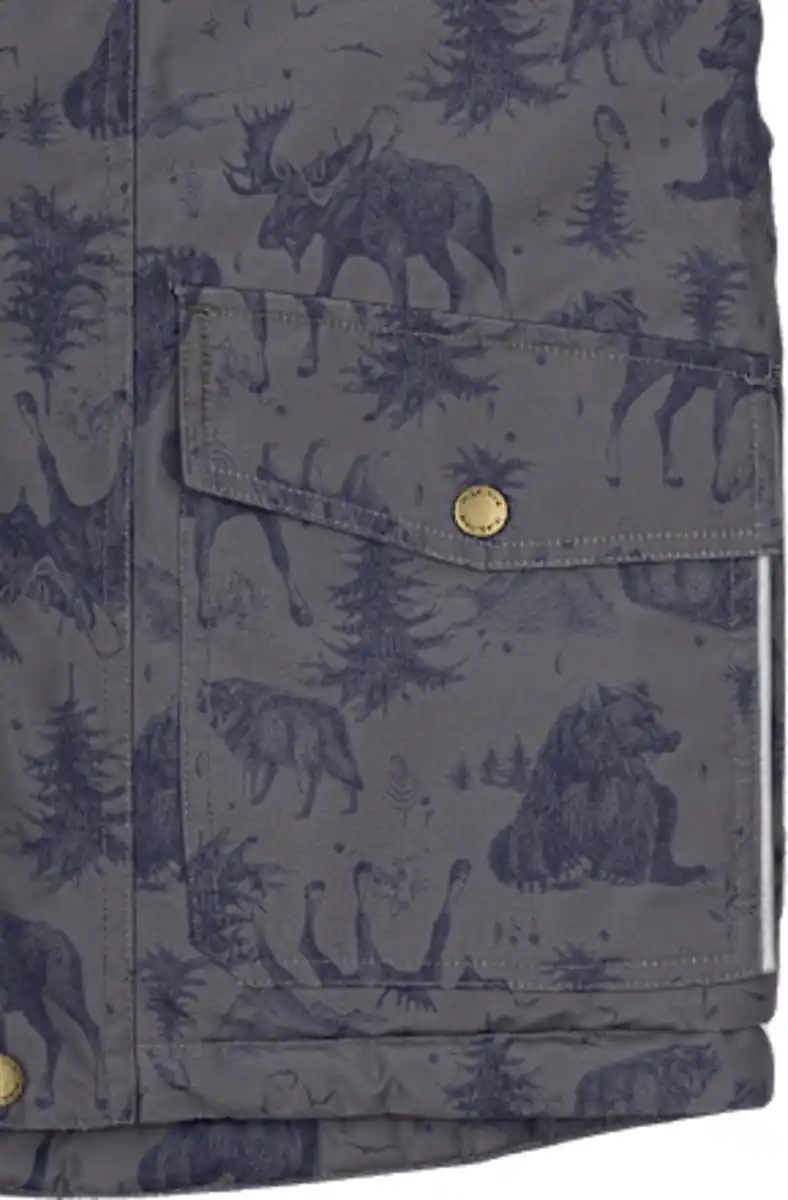 Bild 3 von Mikk-Line Schneejacke mit Fleece-Futter & Wald-Muster, grau, Gr. 98/104, 1 St