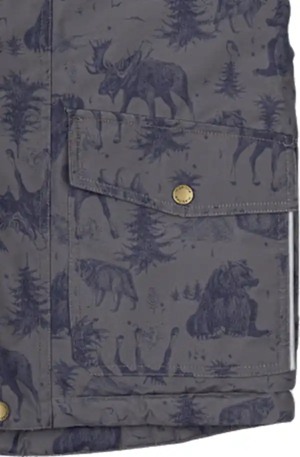 Bild 3 von Mikk-Line Schneejacke mit Fleece-Futter & Wald-Muster, grau, Gr. 98/104, 1 St
