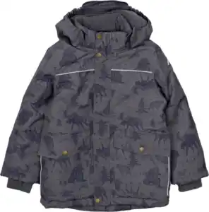 Mikk-Line Schneejacke mit Fleece-Futter & Wald-Muster, grau, Gr. 98/104, 1 St