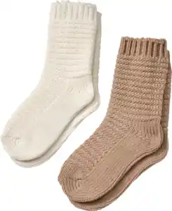 ALANA Socken aus Grobstrick, braun & weiß, Gr. 27/29, 2 St