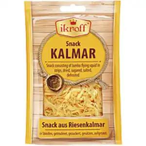 Snack aus Riesenkalmar (Dosidicus Gigas) in Streifen, getroc...