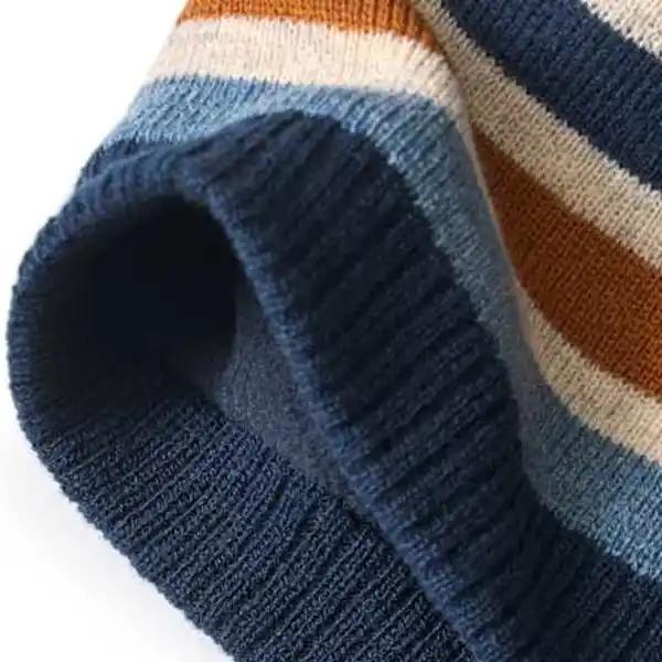 Bild 3 von PUSBLU Mütze aus Strick, blau & weiß & braun, Gr. 50/51, 1 St