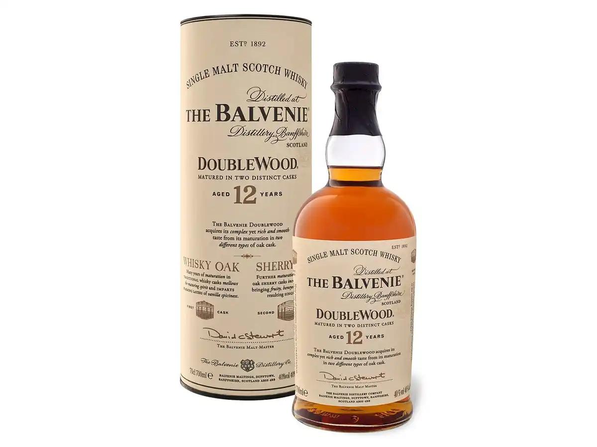 Bild 1 von The Balvenie Double Wood Single Malt Scotch Whisky 12 Jahre mit Geschenkbox 40% Vol