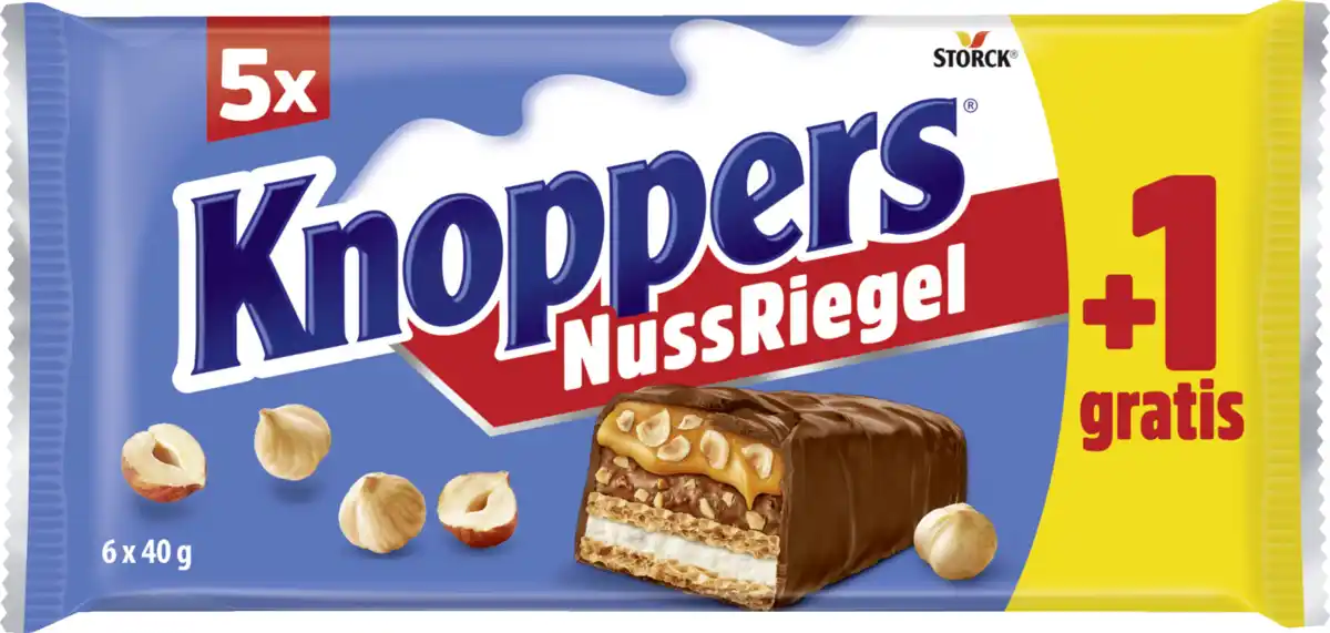 Bild 1 von Storck Knoppers NussRiegel 5+1, 240 g