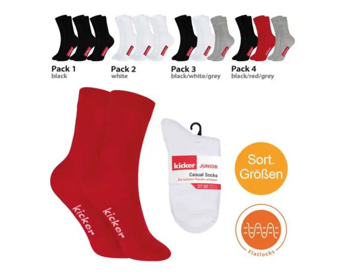 Bild 1 von Socken Kicker Kinder -38, Größe 23, 3 Stück