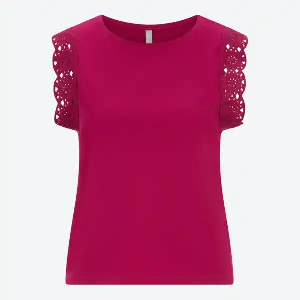 Bild 2 von Damen-T-Shirt mit Spitzendetails