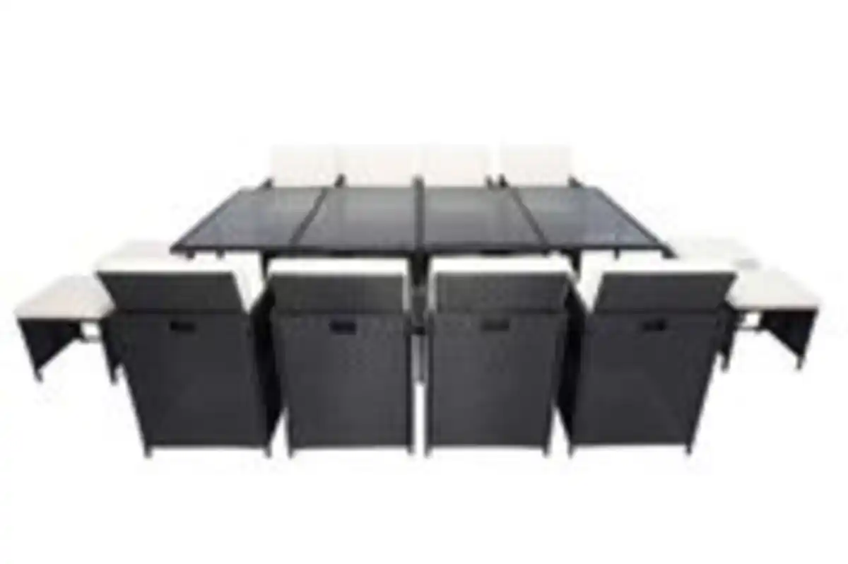 Bild 4 von 33-tlg. Polyrattan-Sitzgruppe CUBE 4+8 mit platzsparendem Würfelsystem - Schwarz