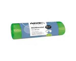 novooo Müllbeutel Premium mit Zugband, 60 l, 8 Stück