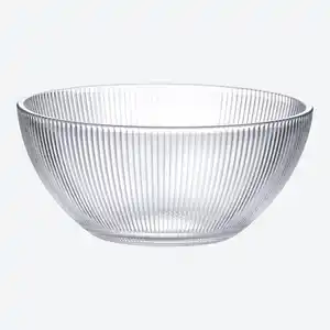 Glasschüssel mit Rillen, ca. 23x9,4x9 cm