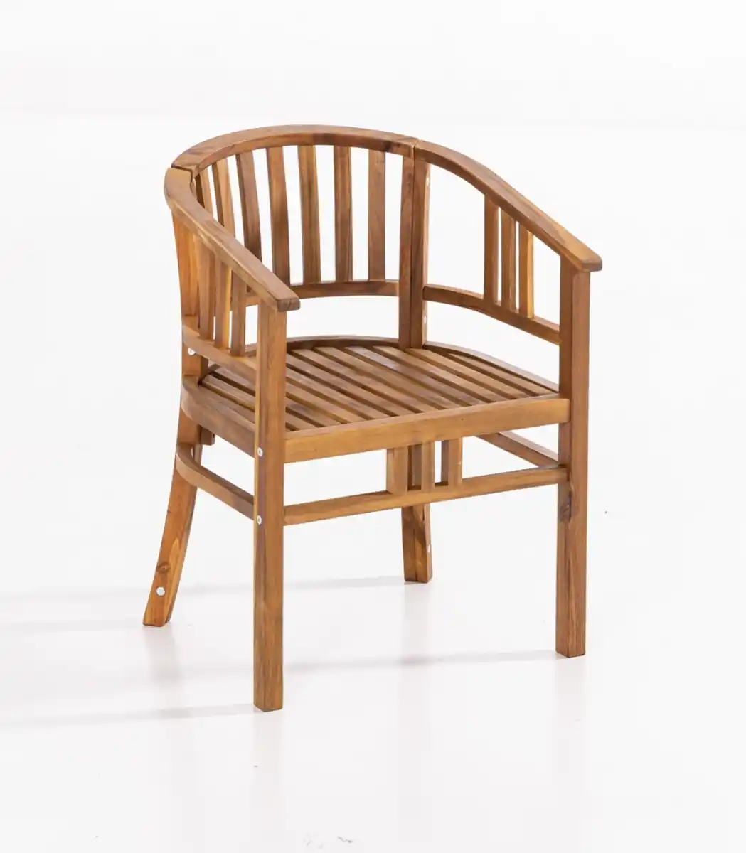 Bild 1 von Gartenstuhl aus Holz abgerundet, ca. 59,5 x 61 x 79 cm - Braun