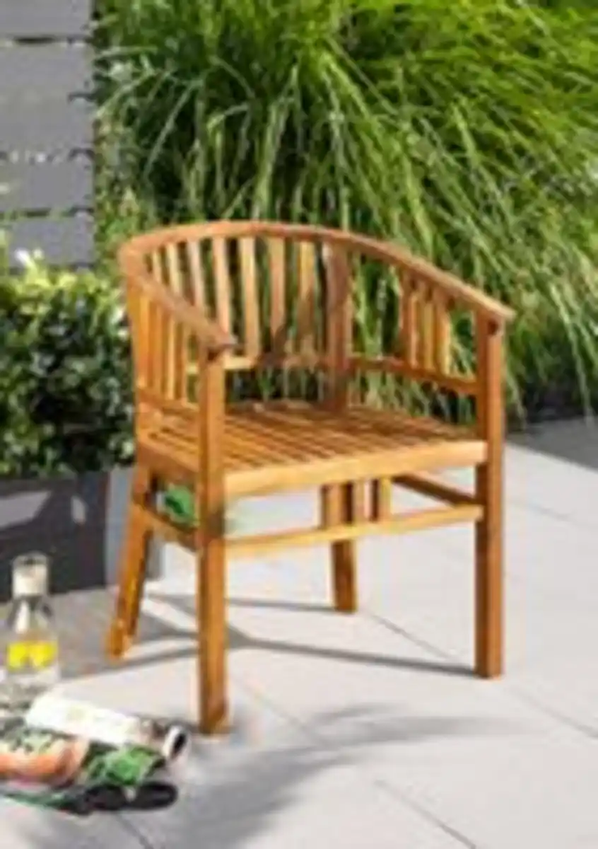 Bild 2 von Gartenstuhl aus Holz abgerundet, ca. 59,5 x 61 x 79 cm - Braun