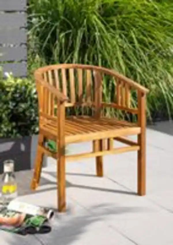 Bild 2 von Gartenstuhl aus Holz abgerundet, ca. 59,5 x 61 x 79 cm - Braun