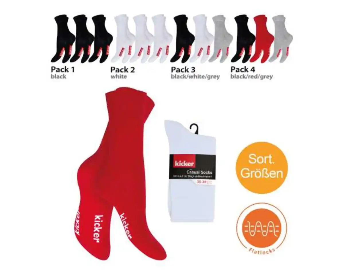 Bild 1 von Socken Kicker Damen/Herren -50, Größe 35, 3 Stück