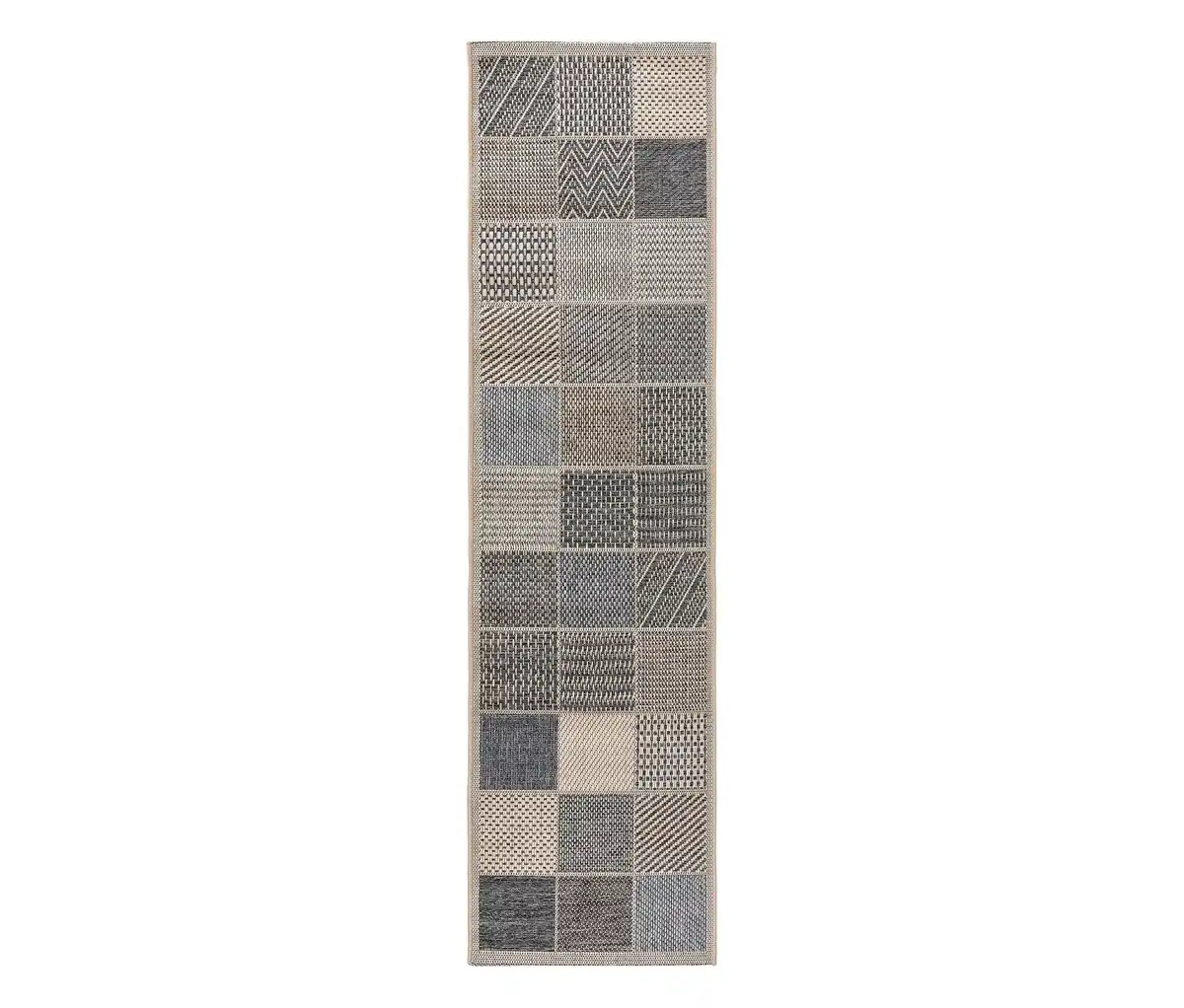 Bild 1 von benuta Indoor-und-Outdoor-Läufer »River«, ca. 67 x 240 cm, blau mit Quadraten