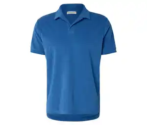 Frottee-Poloshirt, blau