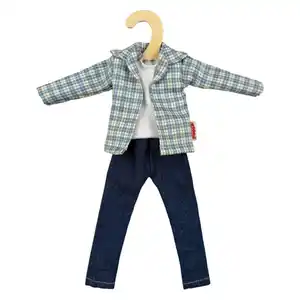 Kariertes Hemd mit Jeans - für Modepuppen der Größe 29 cm