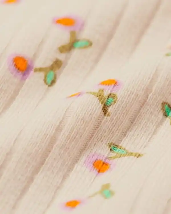 Bild 3 von Mitwachsender Newborn-Wickelstrampler, gerippt, mit Blumen ecru