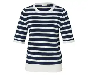 Feinstrickpullover, dunkelblau-weiß gestreift