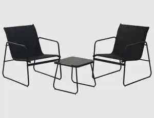 Balkonset Lounge Schwarz 3-teilig