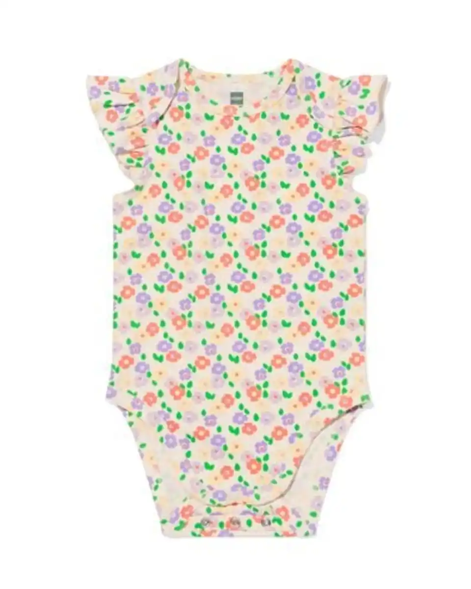 Bild 1 von Mitwachsender Baby-Strampler mit Rüschen und Blumen eierschalenfarben