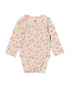 Newborn mitwachsender Wickelstrampler, gerippt, Blumen ecru