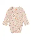 Bild 1 von Newborn mitwachsender Wickelstrampler, gerippt, Blumen ecru