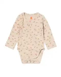 Mitwachsender Newborn-Wickelstrampler, gerippt, mit Blumen ecru