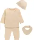 Bild 1 von Newborn Mütze + Halstuch + Wickelshirt + Hose, natur melange